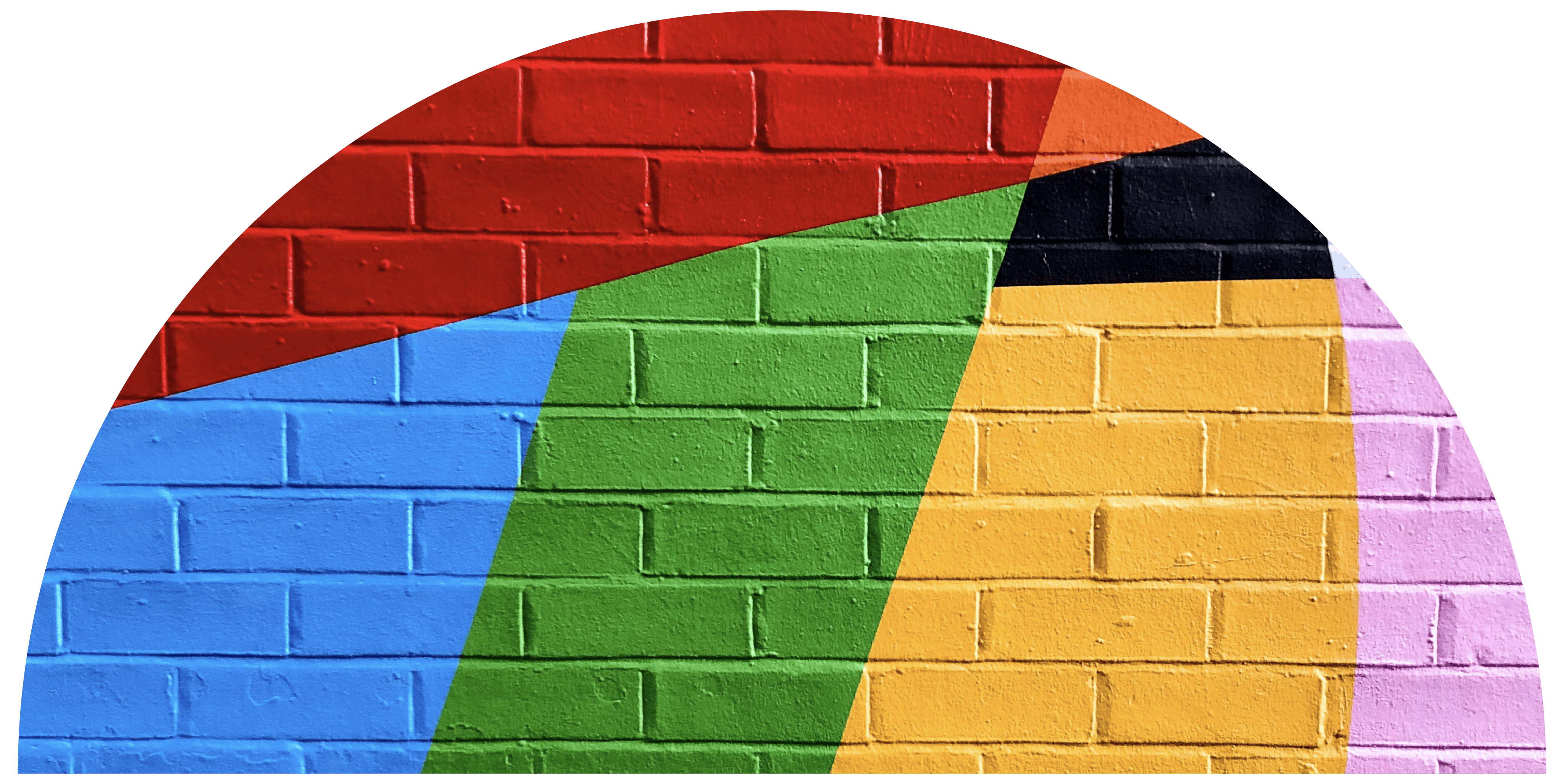 A colorful mural on a brick wall